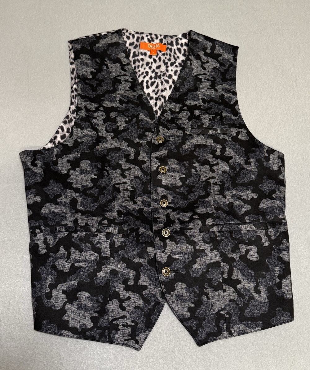 Tallia Sport Mens Five Button Vest Animal Print Pattern Large Vest Vietnam